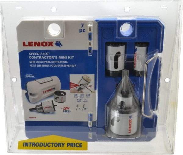 Lenox - 7 Piece, 7/8" to 2" Saw Diam, Contractor's Hole Saw Kit - Bi-Metal, Toothed Edge, Includes 5 Hole Saws - A1 Tooling