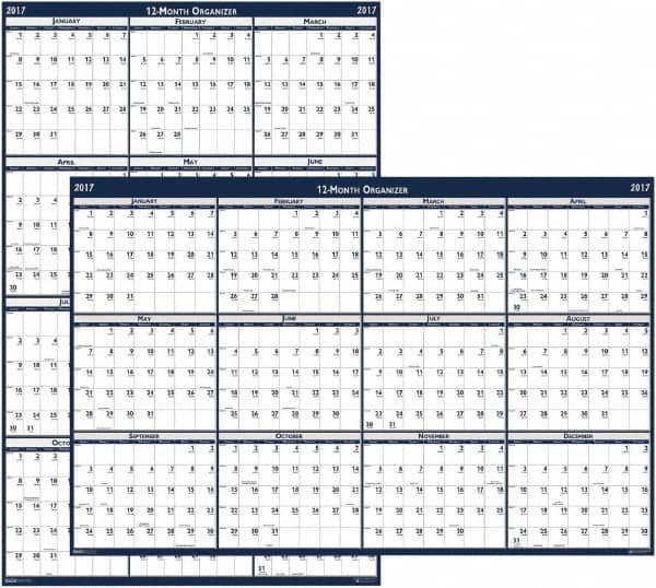 House of Doolittle - 1 Sheet, 24 x 37", Erasable Wall Calendar - Blue & Gray - A1 Tooling