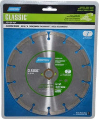 Norton - 7" Diam, 5/8" Arbor Hole Diam, Wet & Dry Cut Saw Blade - Diamond-Tipped, Standard Round Arbor - A1 Tooling