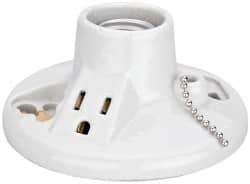 Leviton - 2 Pin, 125 VAC, 660 Watt, Medium Base, Pull Chain Lamp Holder - 4.56 Inch Wide x 2-1/2 Inch High, Incandescent, Screw Mounted - A1 Tooling