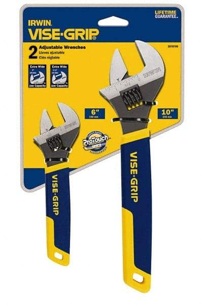 Irwin - 2 Piece, Adjustable Wrench Set - Inch System of Measurement, Chrome Vanadium Finish, Comes in Display Card - A1 Tooling