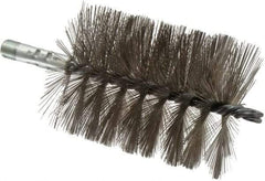 Schaefer Brush - 4-1/2" Brush Length, 3-1/2" Diam, Double Stem, Single Spiral Tube Brush - 7-1/4" Long, Stainless Steel, 1/4" NPSM Male Connection - A1 Tooling