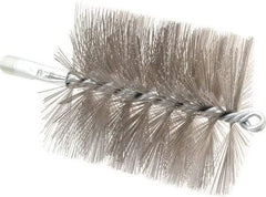 Schaefer Brush - 4-1/2" Brush Length, 4" Diam, Double Stem, Double Spiral Tube Brush - 7-1/4" Long, Stainless Steel, 1/4" NPSM Male Connection - A1 Tooling