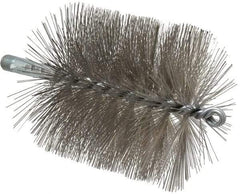 Schaefer Brush - 4-1/2" Brush Length, 4-1/2" Diam, Double Stem, Single Spiral Tube Brush - 7-1/4" Long, Stainless Steel, 1/4" NPSM Male Connection - A1 Tooling