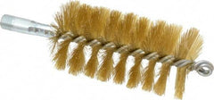 Schaefer Brush - 4-1/2" Brush Length, 2-1/4" Diam, Double Stem, Single Spiral Tube Brush - 8" Long, Brass, 1/4" NPSM Male Connection - A1 Tooling