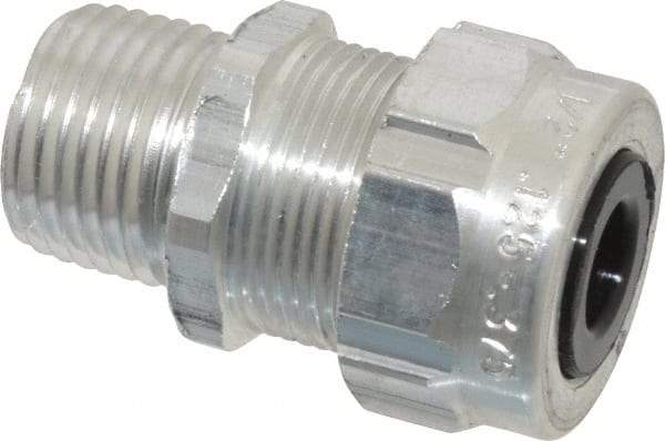 Thomas & Betts - 1/8 to 3/8" Cable Capacity, Liquidtight, Straight Strain Relief Cord Grip - 1/2 Thread, 1-3/4" Long, Aluminum - A1 Tooling