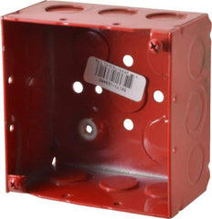 Thomas & Betts - 2 Gang, (17) 1/2 & 3/4" Knockouts, Steel Square Fire Alarm Box - 4" Overall Height x 4" Overall Width x 2-1/8" Overall Depth - A1 Tooling