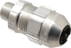 Thomas & Betts - 0.54 to 0.67" Cable Capacity, Class 1, Gas & Vapor Environments, Straight Strain Relief Cord Grip - 1/2 NPT Thread, Aluminum - A1 Tooling