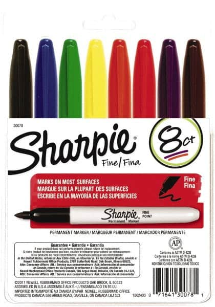 Sharpie - Assorted Colors Permanent Marker - Fine Felt Tip, AP Nontoxic Ink - A1 Tooling