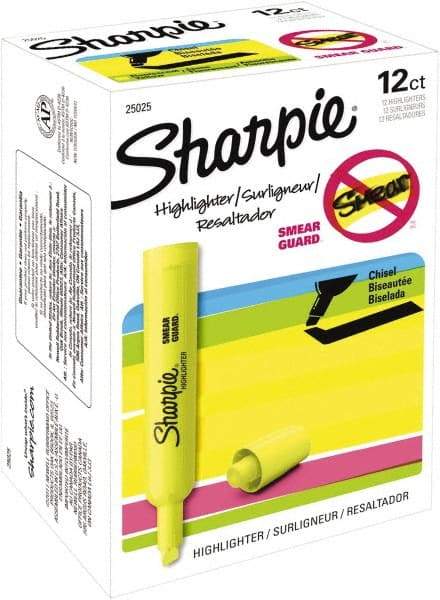 Sharpie - Fluorescent Yellow Highlighter - Chisel Tip, AP Nontoxic Ink - A1 Tooling