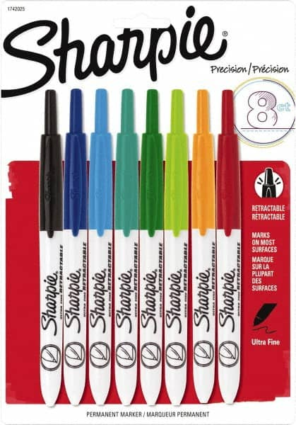 Sharpie - Assorted Colors, Permanent Marker - Retractable Ultra Fine Tip, AP Nontoxic Ink - A1 Tooling