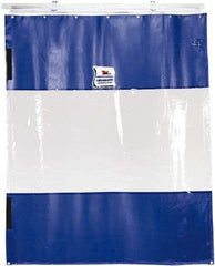 TMI, LLC - 24' Door Width x 12' Door Height PVC Solid with Vision Panel (Style) Industrial Curtain Kit - Blue/Clear - A1 Tooling