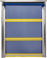 TMI, LLC - 8' Door Width x 8' Door Height PVC Mesh Bug Screen & In-Tube Motorized (Style) Roll Up Dock Screen - Blue/Yellow - A1 Tooling