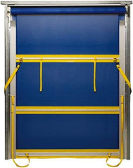 TMI, LLC - 10' Door Width x 10' Door Height PVC Mesh Bug Screen & Spring Loaded Manuel (Style) Roll Up Dock Screen - Blue/Yellow - A1 Tooling