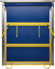 TMI, LLC - 10' Door Width x 12' Door Height PVC Mesh Bug Screen & Spring Loaded Manuel (Style) Roll Up Dock Screen - Blue/Yellow - A1 Tooling