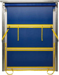 TMI, LLC - 8' Door Width x 10' Door Height PVC Mesh Bug Screen & Spring Loaded Manuel (Style) Roll Up Dock Screen - Blue/Yellow - A1 Tooling