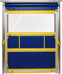 TMI, LLC - 8' Door Width x 10' Door Height PVC Solid with Vision Panel & Spring Loaded Manual (Style) Roll Up Dock Screen - Blue/Yellow/Clear - A1 Tooling