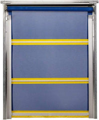 TMI, LLC - 10' Door Width x 12' Door Height PVC Mesh Bug Screen & In-Tube Motorized (Style) Roll Up Dock Screen - Blue/Yellow - A1 Tooling