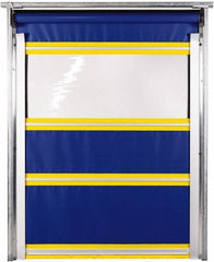 TMI, LLC - 8' Door Width x 10' Door Height PVC Solid with Vision Panel & In-Tube Motorized (Style) Roll Up Dock Screen - Blue/Yellow/Clear - A1 Tooling