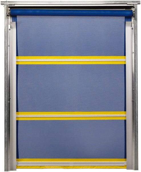 TMI, LLC - 8' Door Width x 10' Door Height PVC Mesh Bug Screen & In-Tube Motorized (Style) Roll Up Dock Screen - Blue/Yellow - A1 Tooling