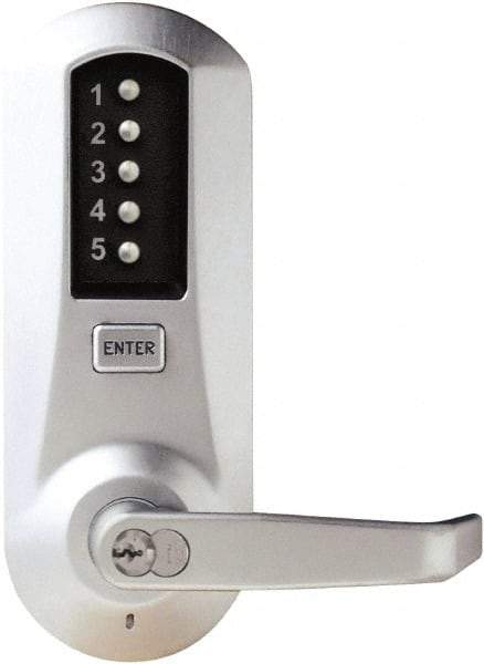 Kaba Access - Combination Entry Lever Lockset with Key Override - 2-3/4" Back Set, No Cylinder, Zamak3, Satin Chrome Finish - A1 Tooling