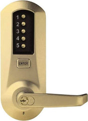 Kaba Access - Pushbutton Lock with Interchangeable Core Lever Lockset for 1-3/4 to 2-1/4" Thick Doors - 2-3/4" Back Set, 6 or 7 Pin Length Best & Compatible (Core Not Included) Cylinder, Satin Brass Finish - A1 Tooling