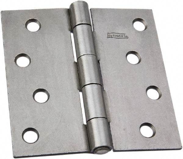 National Mfg. - 4" Wide x 4" High, Steel, Square Corner Residential Hinge - Zinc Plated - A1 Tooling