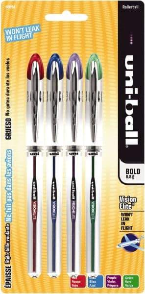 Uni-Ball - Roller Ball 0.8mm Stick Pen - Blue, Green, Purple & Red - A1 Tooling