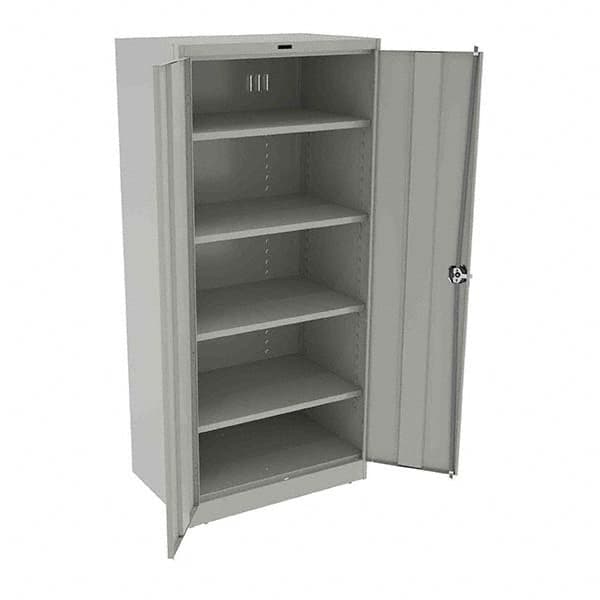 Tennsco - 5 Shelf Locking Storage Cabinet - Steel, 36" Wide x 24" Deep x 78" High, Light Gray - A1 Tooling