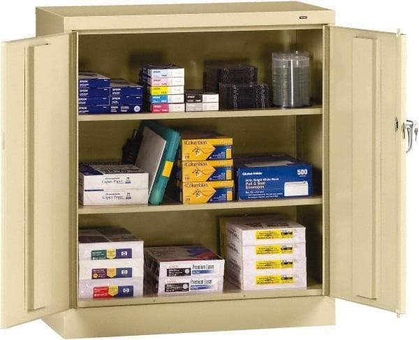 Tennsco - 3 Shelf Locking Storage Cabinet - Steel, 36" Wide x 18" Deep x 42" High, Medium Gray - A1 Tooling