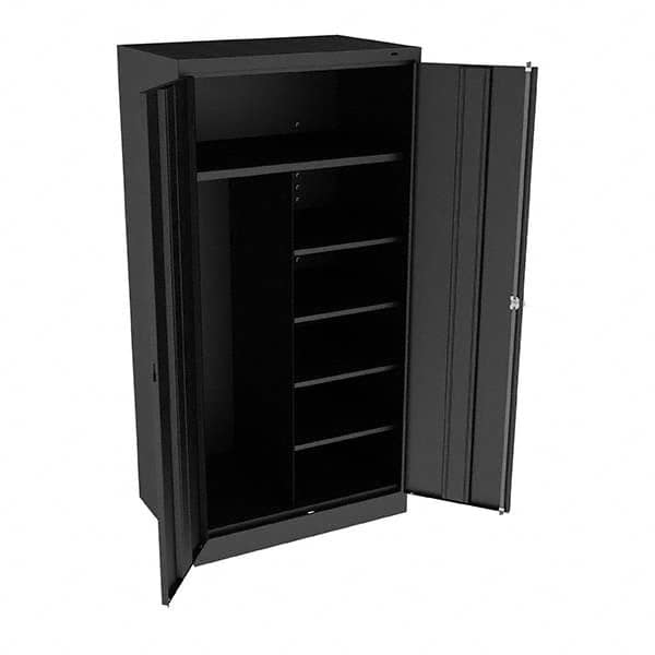 Tennsco - 6 Shelf Combination Storage Cabinet - Steel, 36" Wide x 24" Deep x 72" High, Black - A1 Tooling