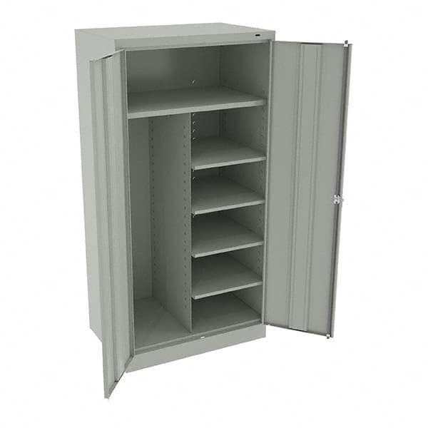 Tennsco - 6 Shelf Combination Storage Cabinet - Steel, 36" Wide x 24" Deep x 72" High, Light Gray - A1 Tooling