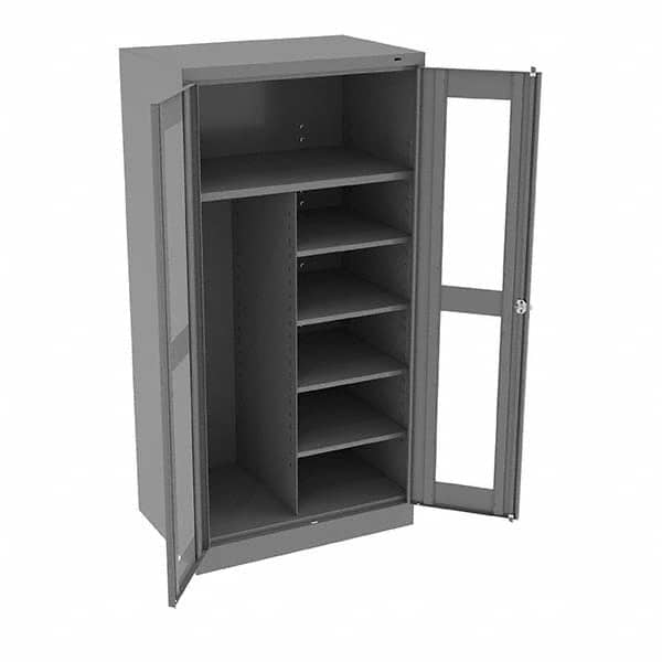 Tennsco - 6 Shelf Combination Storage Cabinet - Steel, 36" Wide x 24" Deep x 72" High, Medium Gray - A1 Tooling