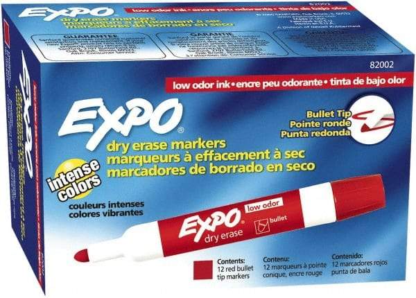 Expo - Red Low Odor Bullet Tip 12 Pack Dry Erase Markers - For Use with Dry Erase Marker Boards - A1 Tooling