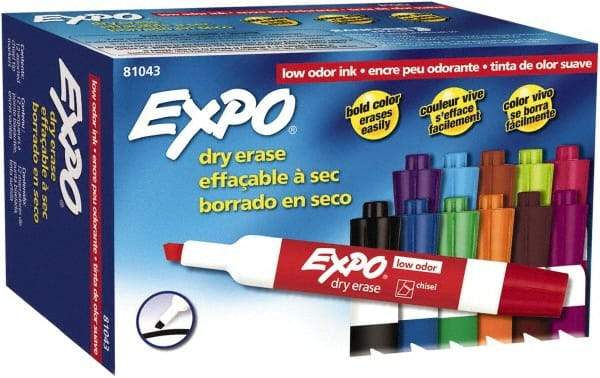 Expo - Aqua, Black, Blue, Brown, Green, Lime, Orange, Pink, Plum, Pumpkin, Purple & Red Low Odor Chisel Tip 12 Pack Dry Erase Markers - For Use with Dry Erase Marker Boards - A1 Tooling