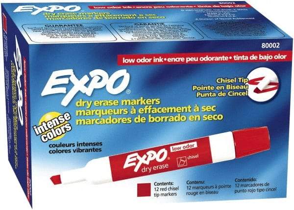 Expo - Red Low Odor Chisel Tip 12 Pack Dry Erase Markers - For Use with Dry Erase Marker Boards - A1 Tooling