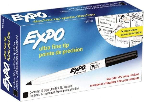 Expo - Black Low Odor Ultra Fine Tip 12 Pack Dry Erase Markers - For Use with Dry Erase Marker Boards - A1 Tooling