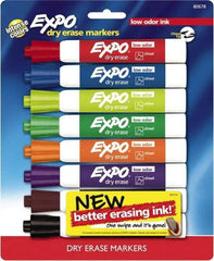 Expo - Black, Blue, Brown, Green, Orange, Pink, Purple & Red Low Odor Chisel Tip 8 Pack Dry Erase Markers - For Use with Dry Erase Marker Boards - A1 Tooling