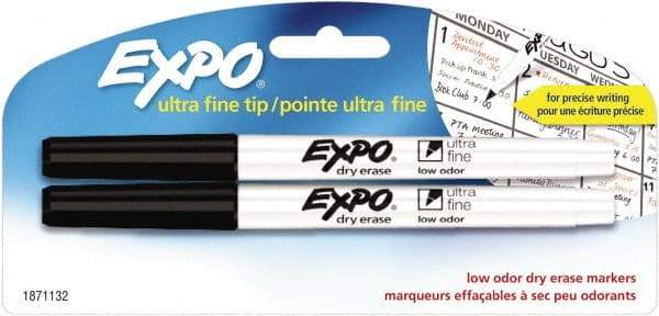 Expo - Black Low Odor Ultra Fine Tip 2 Pack Dry Erase Markers - For Use with Dry Erase Marker Boards - A1 Tooling