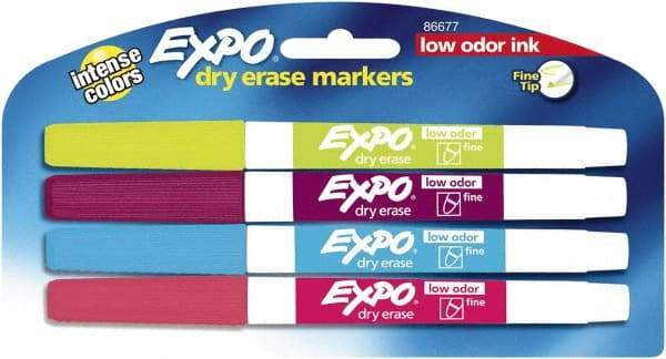 Expo - Aqua, Lime, Pink & Plum Low Odor Fine Tip 4 Pack Dry Erase Markers - For Use with Dry Erase Marker Boards - A1 Tooling