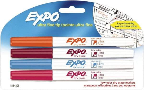 Expo - Aqua Blue, Orange, Pink & Plum Low Odor Ultra Fine Tip 4 Pack Dry Erase Markers - For Use with Dry Erase Marker Boards - A1 Tooling