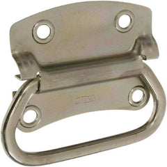 National Mfg. - 3-1/2" Wide Plate x 2-39/50" High Plate, 2-3/4" Bail ID, #0, Steel Chest Handle - #6 Screw, 4.23" Wide x 3.53" High, 0.28" Mounting Hole Diam, Zinc Plated, 4 Holes - A1 Tooling