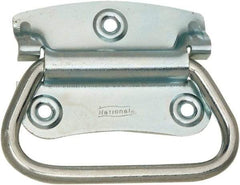 National Mfg. - 2-3/4" Wide Plate x 2" High Plate, 2" Bail ID, #0, Steel Chest Handle - #6 Screw, 3.35" Wide x 2.74" High, 0.165" Mounting Hole Diam, Zinc Plated, 4 Holes - A1 Tooling