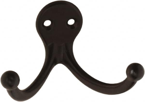 National Mfg. - 2" Wide x 1" High x 0.11" Thick, Double Prong Robe Hook - 1-3/4" Projection, Oil Rubbed Bronze - A1 Tooling