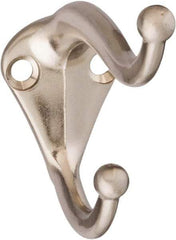 National Mfg. - 1" Wide x 2" High x 0.11" Thick, Double Coat & Hat Hook - 2-3/4" Projection, Satin Nickel - A1 Tooling