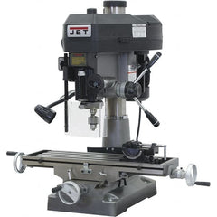 Jet - 1 Phase, 15-7/8" Swing, Step Pulley Mill Drill Combination - 9-1/2" Table Length x 32-1/4" Table Width, 20-1/2" Longitudinal Travel, 7" Cross Travel, 12 Spindle Speeds, 2 hp, 115/230 Volts - A1 Tooling