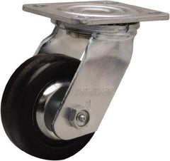 Hamilton - 4" Diam x 1-1/2" Wide x 5-5/8" OAH Top Plate Mount Swivel Caster - Phenolic, 600 Lb Capacity, Straight Roller Bearing, 4 x 4-1/2" Plate - A1 Tooling