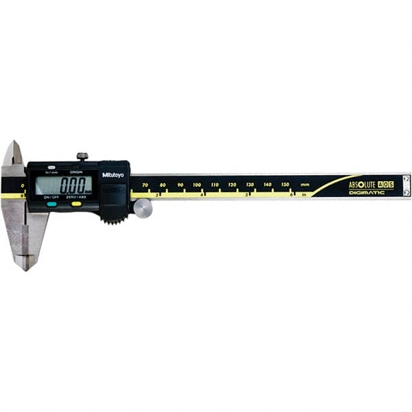 Mitutoyo - 0 to 6" Range 0.01mm Resolution, Electronic Caliper - Steel with 40mm Carbide-Tipped Jaws, 0.001" Accuracy, SPC Output - A1 Tooling