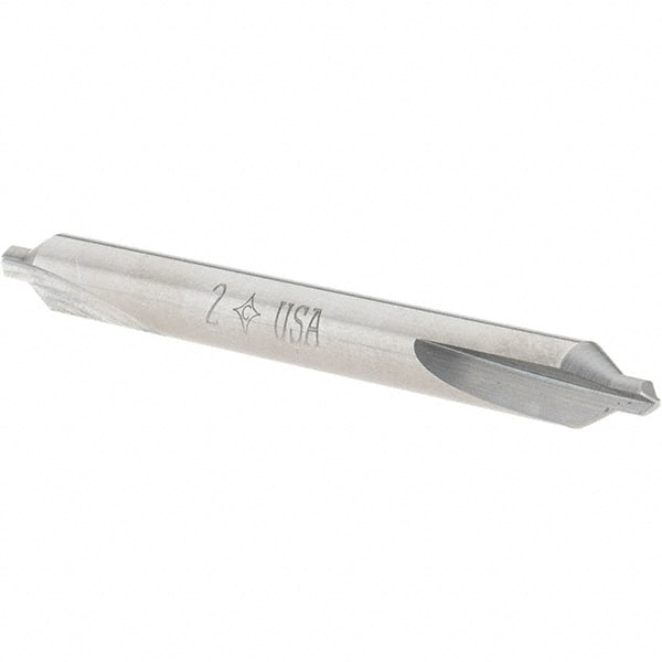 Cleveland - #2 Plain Cut 60° Incl Angle Solid Carbide Combo Drill & Countersink - A1 Tooling