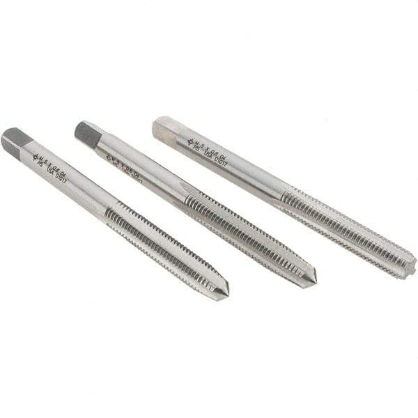 Cle-Line - M5x0.80 Metric, 4 Flute, Bottoming, Plug & Taper, Bright Finish, High Speed Steel Tap Set - Right Hand Cut, 2-3/8" OAL, 7/8" Thread Length, Series 0404 - A1 Tooling